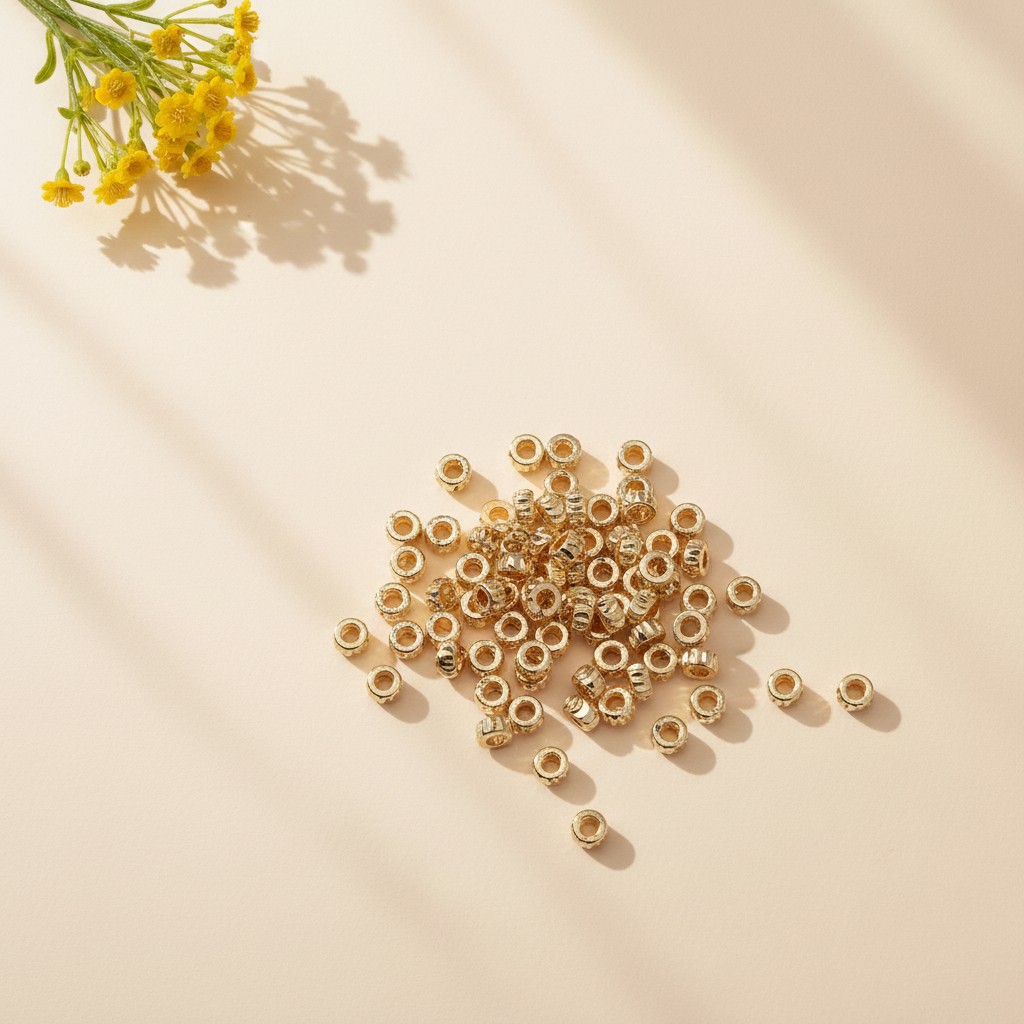 14K金色隔珠齿轮珠子切花轮胎散珠DIY手串项链小金珠饰品配件材料