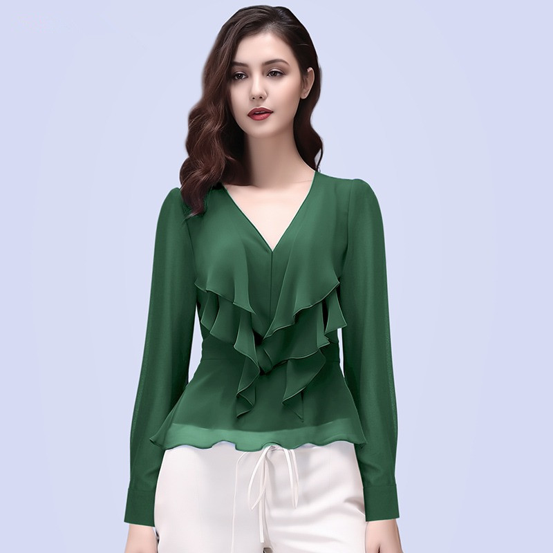 女性用フリルシフォンシャツ、半袖トップス、気質半袖スリムフィットTシャツ、万能シャツ、2025年夏|undefined