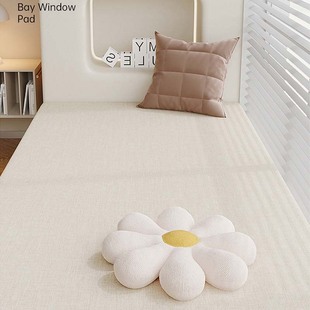Casual Modern Balcony Bedroom Mat Linen Coconut Palm Latex Bay Window Mat Thickeneded Removable and Washable for All Seasons