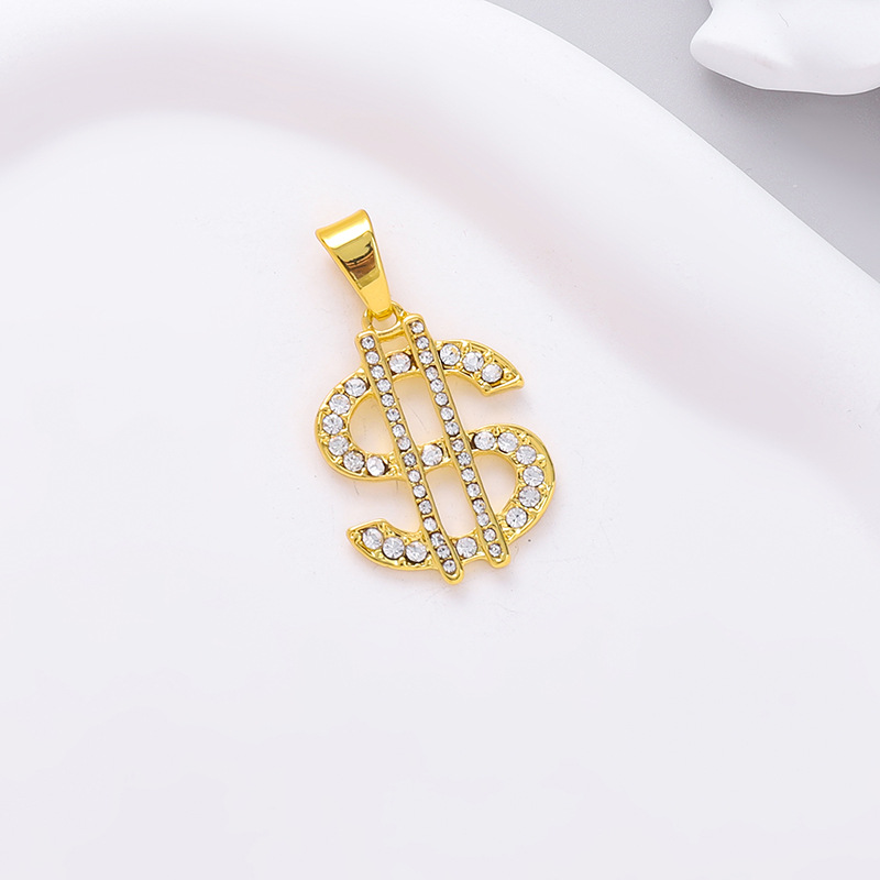 Hip-Hop exagerado europeo y americano cornucopia símbolo de dólar collar de aleación con diamantes personales joyas colgante hombre hipster