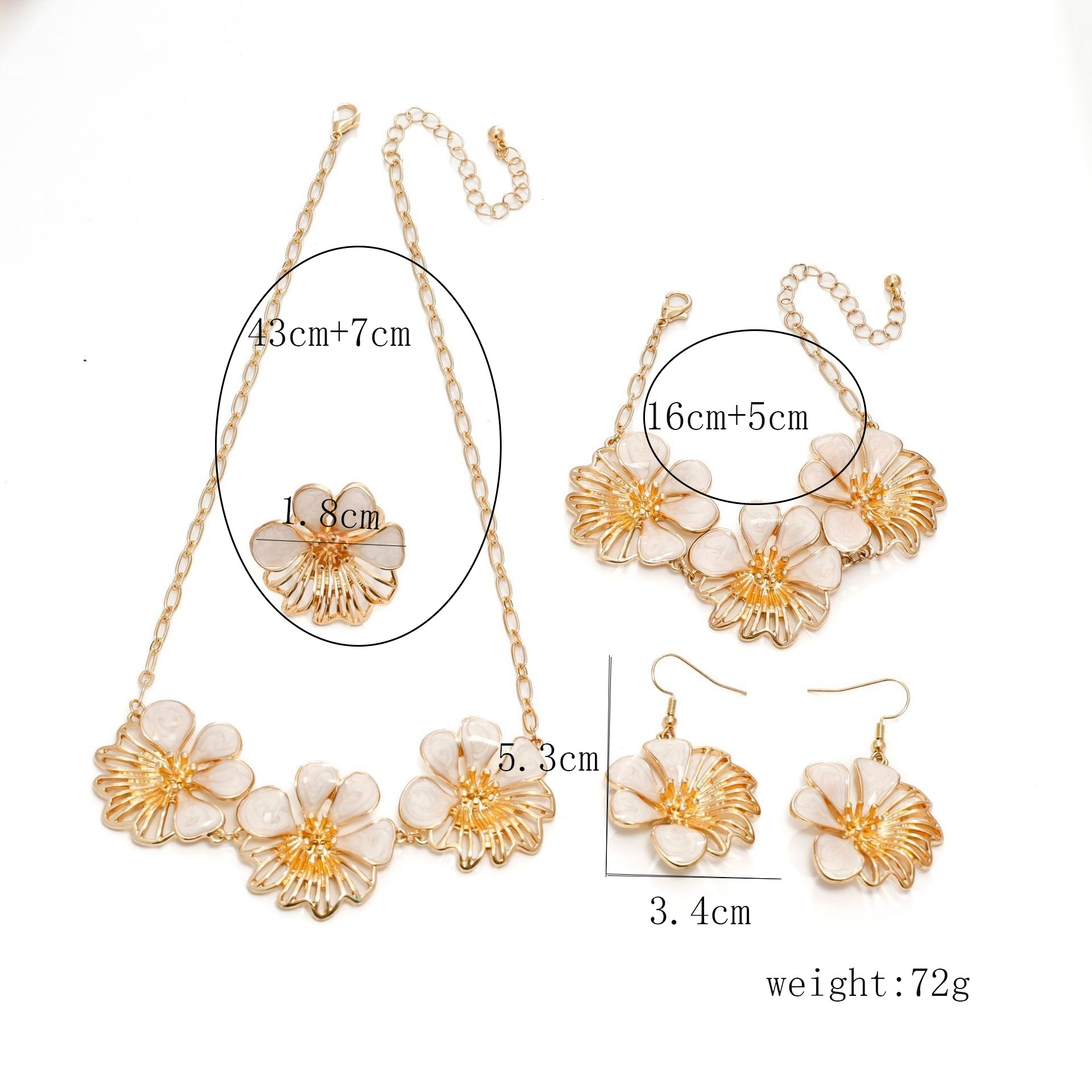 Estilo explosivo transfronterizo retro aceite que gotea collar de flores pulsera aretes conjunto de joyas asimétricas frescas y dulces