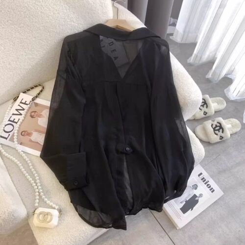 Medium and long sun-protection clothes, shirts, women's summer thin ice silk cardigan shirts, summer chiffon shirts, women's backless tops