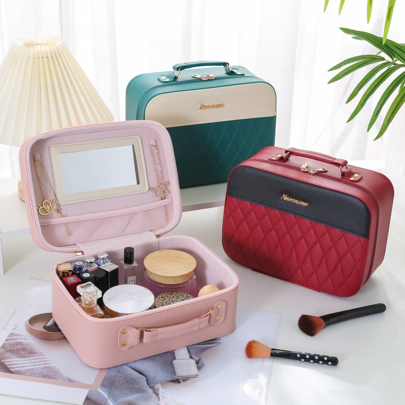 Two-color handheld cartoon cosmetic bag for traveling