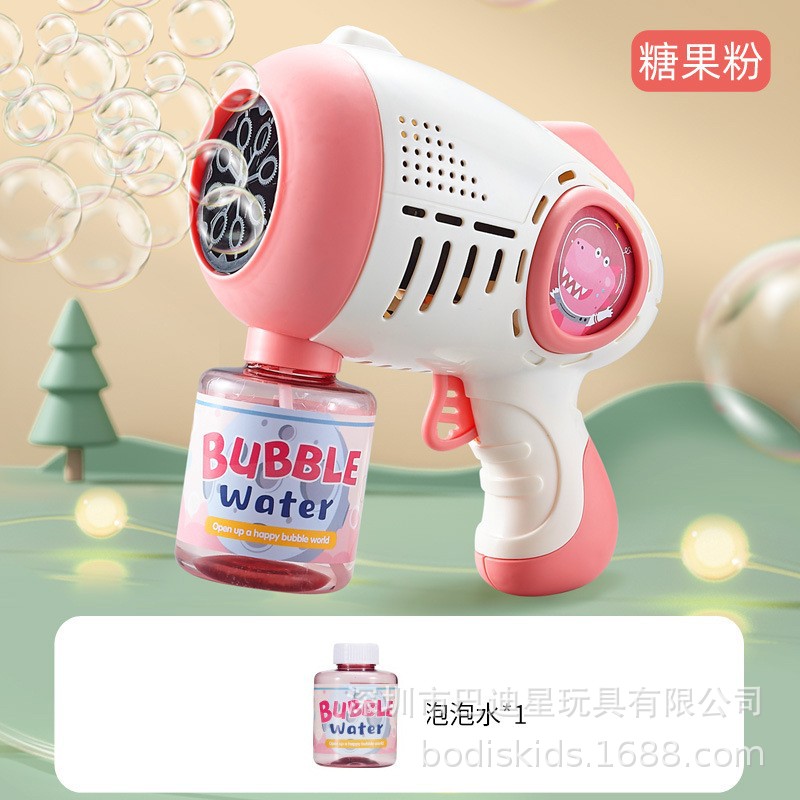 Tiktok Red máquina de burbujas roja eléctrica automática Gatlin pistola de burbujas Cámara Parque puesto de juguete para niños al por mayor