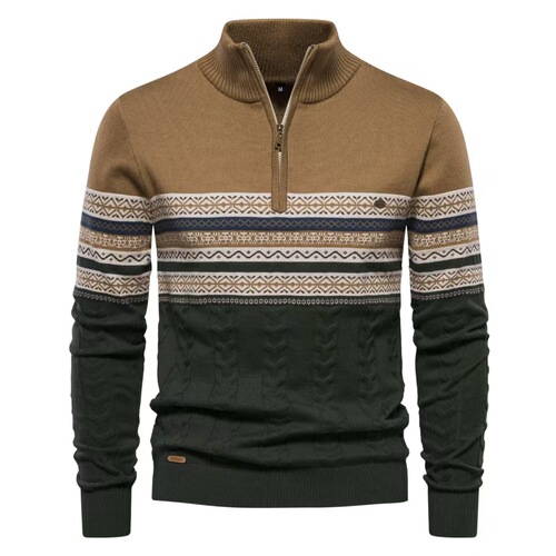 Fall/Winter Trendy European-Size Men's Sweater with Stand Collar, Half-Zip Design, High-Quality, and Versatile Men's Wear