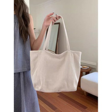 包包女2025新款大容量托特包韩版斜纹帆布包通勤单肩手提休闲女包