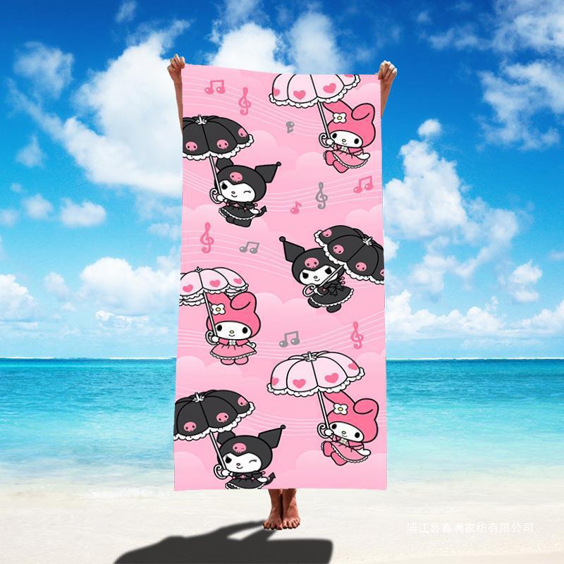 Cross-border Cartoon Sanrio kitty Cat Series Microfiber Beach Towel Absorbent Quick-drying Swimming Bath Towel Wholesale