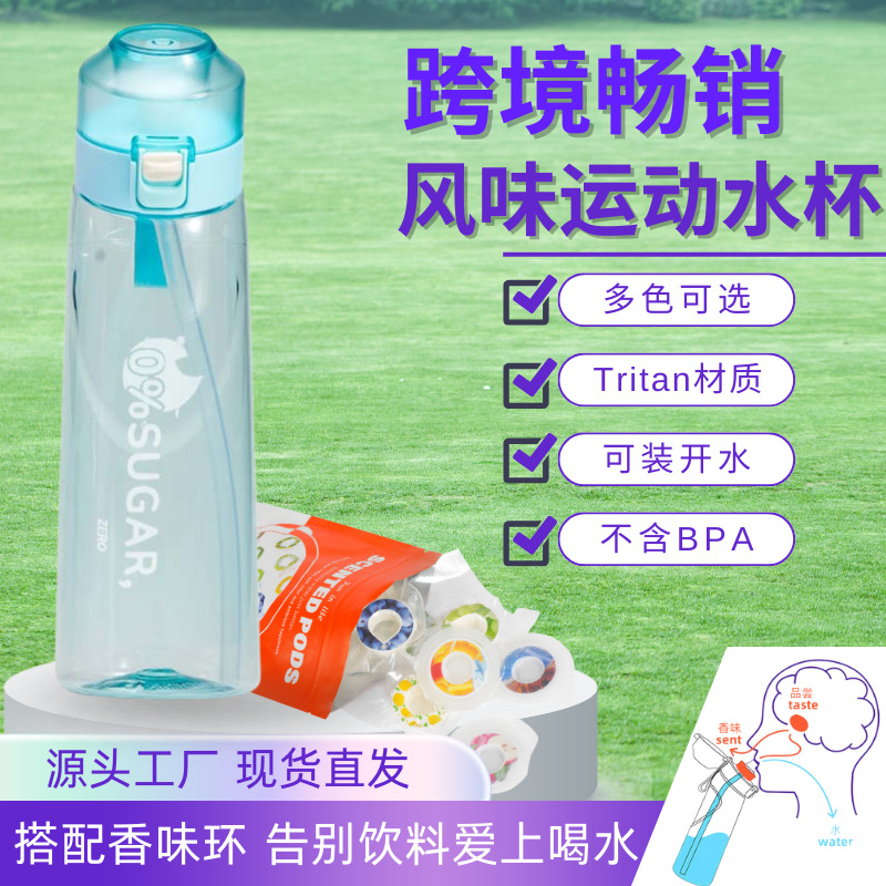 2023 caliente en stock azúcar tarjeta sabor taza fruta diversión anillo tritan botella de agua deportes taza de agua beber artefacto