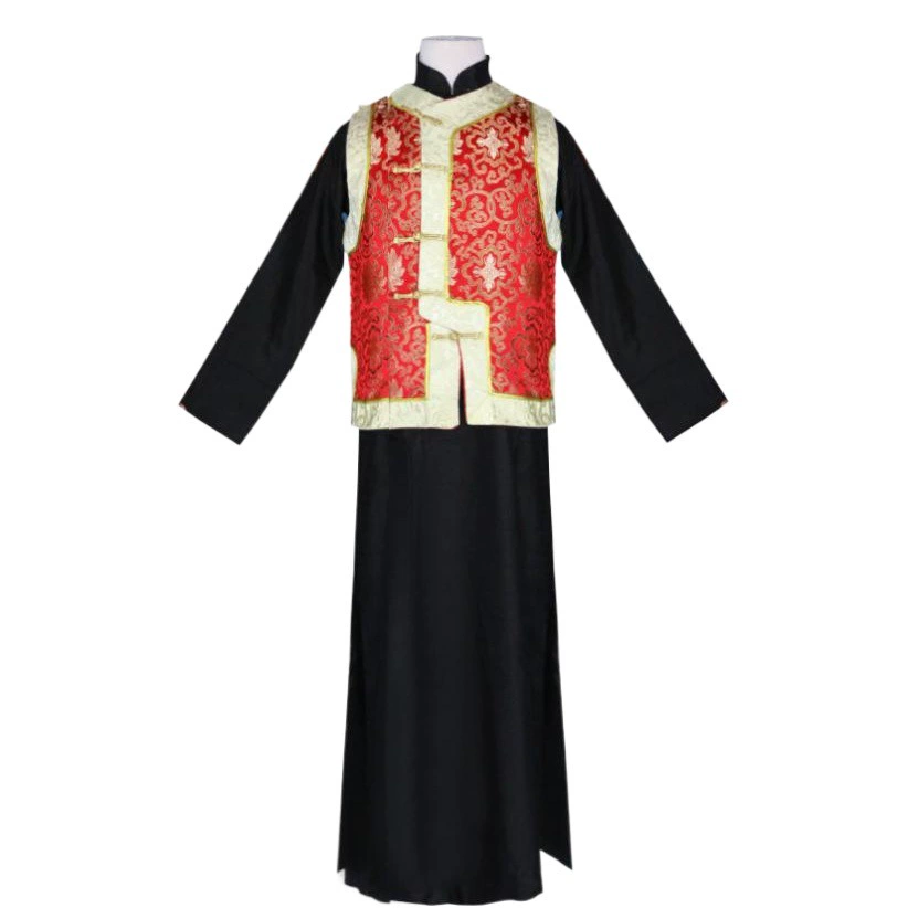 Древний костюм мужской ретро Китайский Стиль Пряжка весна и осень Новый без рукавов студент взрослый мастер прямой кардиган жилет оптом