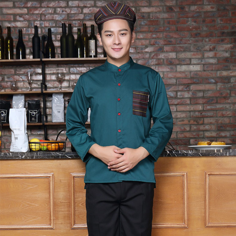Tema occidental restaurante café hombres y mujeres ropa de trabajo Otoño e Invierno pastel hornear panadería camarero ropa de trabajo manga larga