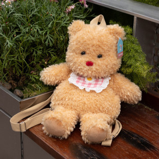 Plush Butter Bear Backpack Cute Plush Bear Backpack Girl's Street Single Shoulder Crossbody Bag