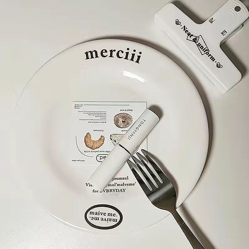 라운드 플레이트 + 문자 스티커 + 달콤한 스티커 + 포크 + 자석 클립