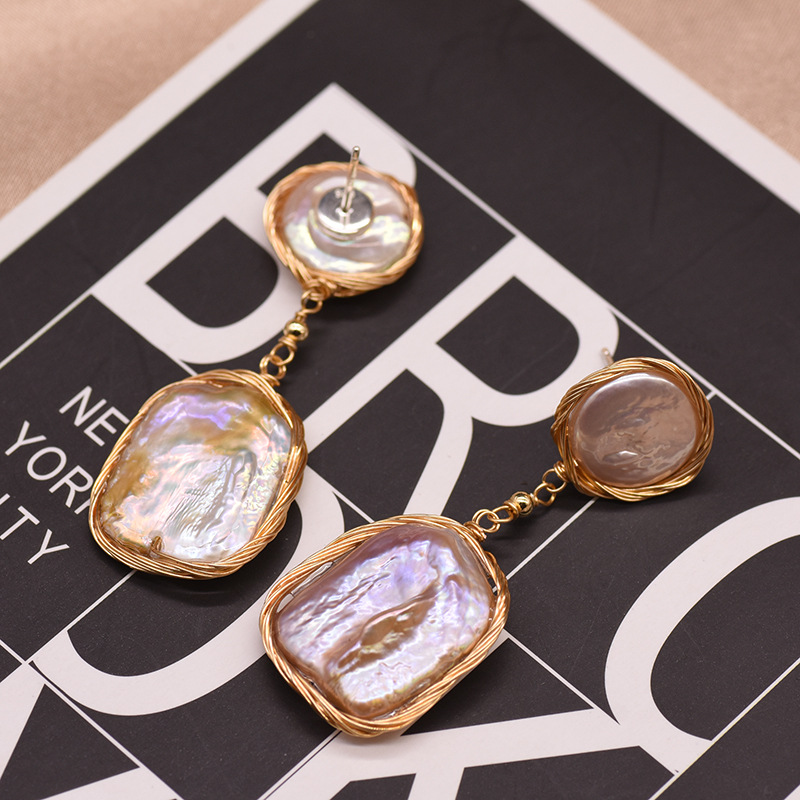 Pendientes de perlas de belleza geométrica sensación de luz barroca geométrica suministros de boda al por mayor Gran conjunto completo de pendientes de perlas