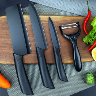 Zero purchase black blade slicing knife kitchen knife with knife cover cutting board suit kitchen utensils household cutting knife baby food supplement knife