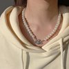 Necklace from pearl, stone inlay, crystal, french style, wholesale