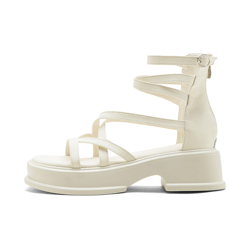 2026 nuevo verano con suela gruesa para usar botas frías con falda hueca correa zapatos de altura alta