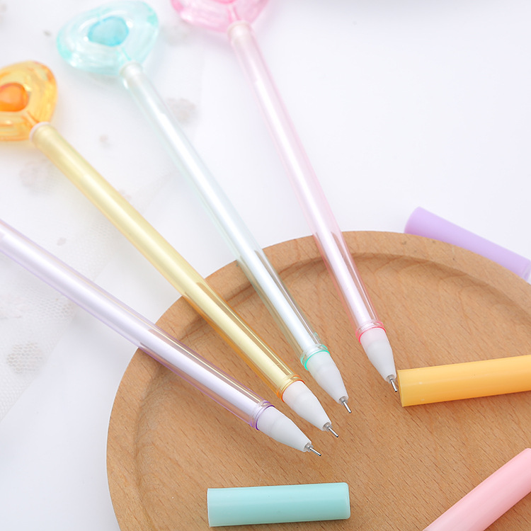 Creativo de cristal amor pluma neutral lindo papelería estudiantes pluma varita de hadas ins pluma de firma de oficina de alto valor