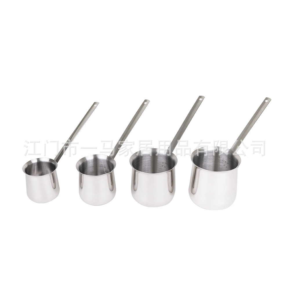 Cross-Border Hot-Selling Stainless Steel Long-Handled Milk Coffee Maker, Stainless Steel Single-Handled Milk Kettle, Small Milk Pot