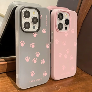 多巴胺可爱小脚印适用iPhone18ProMax手机保护壳iPhone16全包防摔