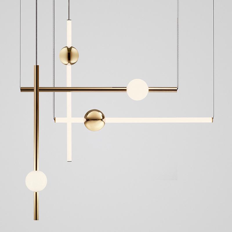 Casa de lámpara de cama combinada luminosa simple dormitorio comedor esfera de luz diseñador de casa modelo moderna