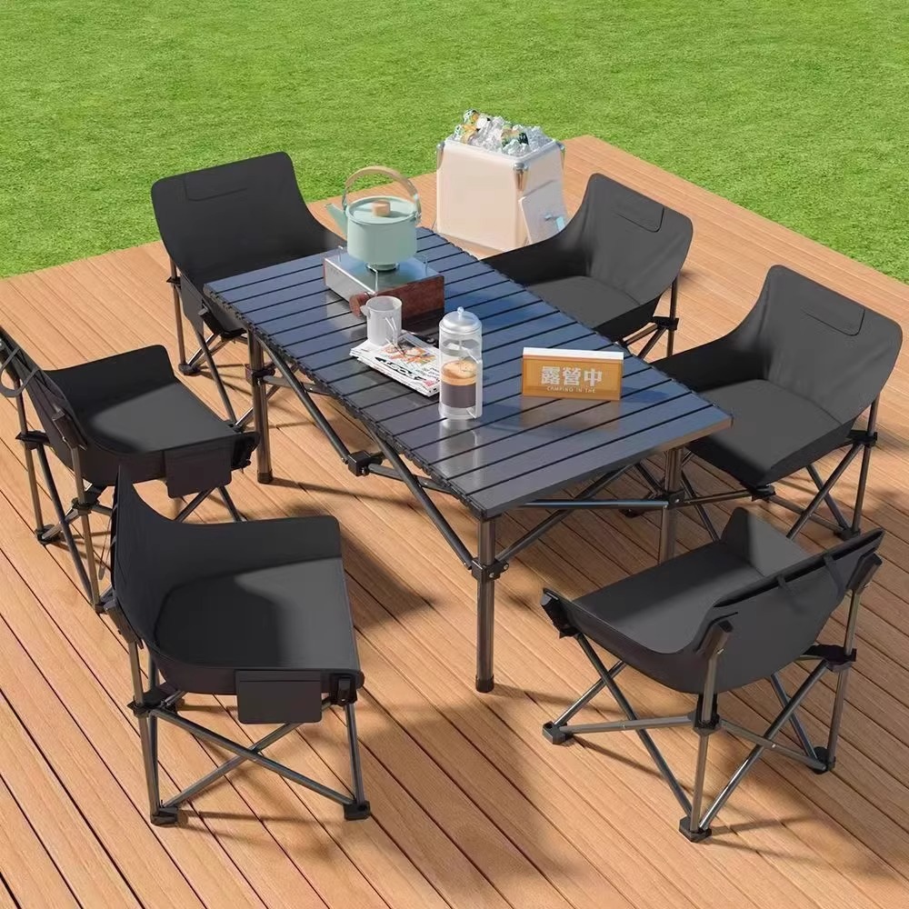 Equipos de camping silla de luna de respaldo alto silla plegable al aire libre silla de acero al carbono con respaldo alto
