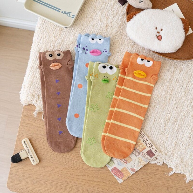 2026 Fall/Winter New Funny Three-Dimensional Facial Features Women's Mid-Calf Socks Cartoon Fun Big Mouth Cute Cotton Socks with Personality 2026 Fall/Winter New Funny Three-Dimensional Facial Features Women's Mid-Calf Socks Cartoon Fun Big Mouth Cute Cotton Socks with Personality
