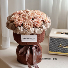 小香風布藝定型片包花紙鮮花包裝一體成型圓形花束花藝包裝紙批發