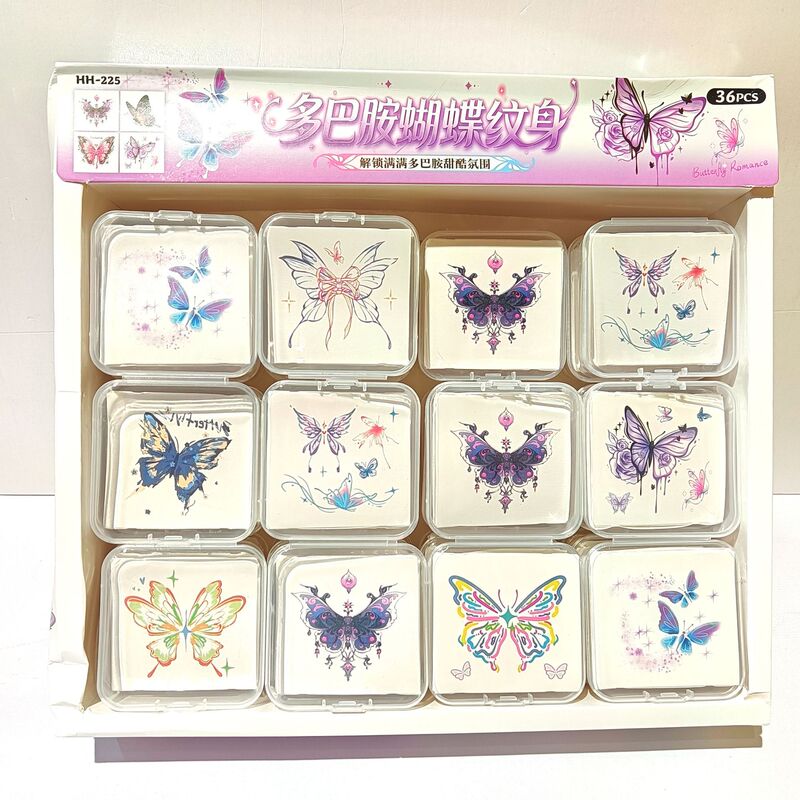 Butterfly Tattoo Waterproof, Beautiful and Long-Lasting, Ins-Style Colorful Sweet Cool Fairy-Like Girl Crayon Tattoo for Collarbone and Fresh Arm Design