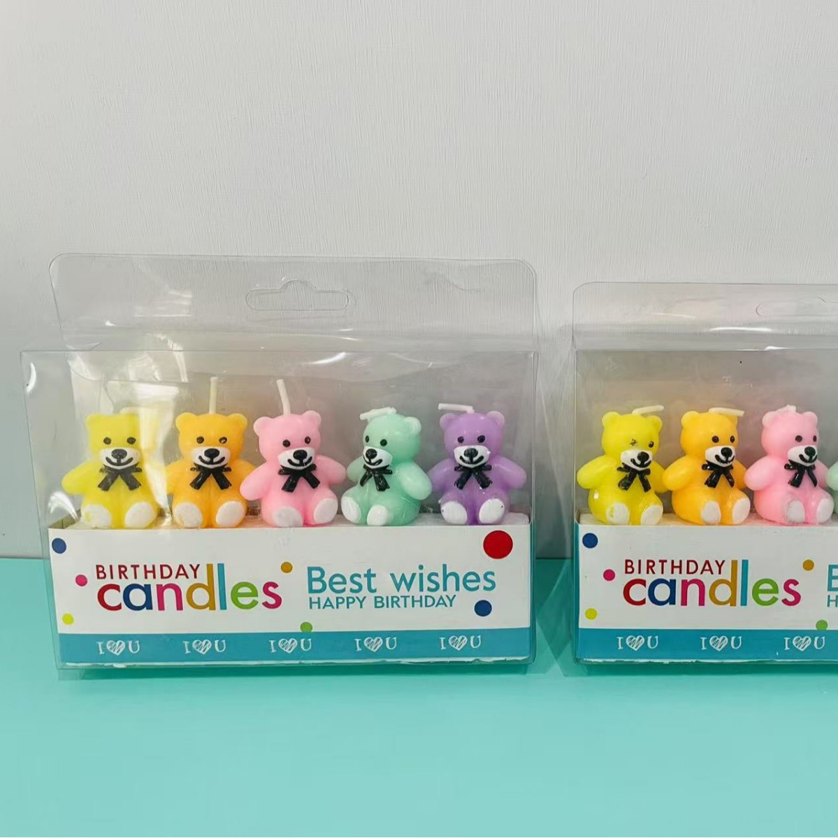 Casi osos vela fiesta de cumpleaños para niños pastel decoración vela dibujos animados abrazar osos vela de cumpleaños colorida al por mayor