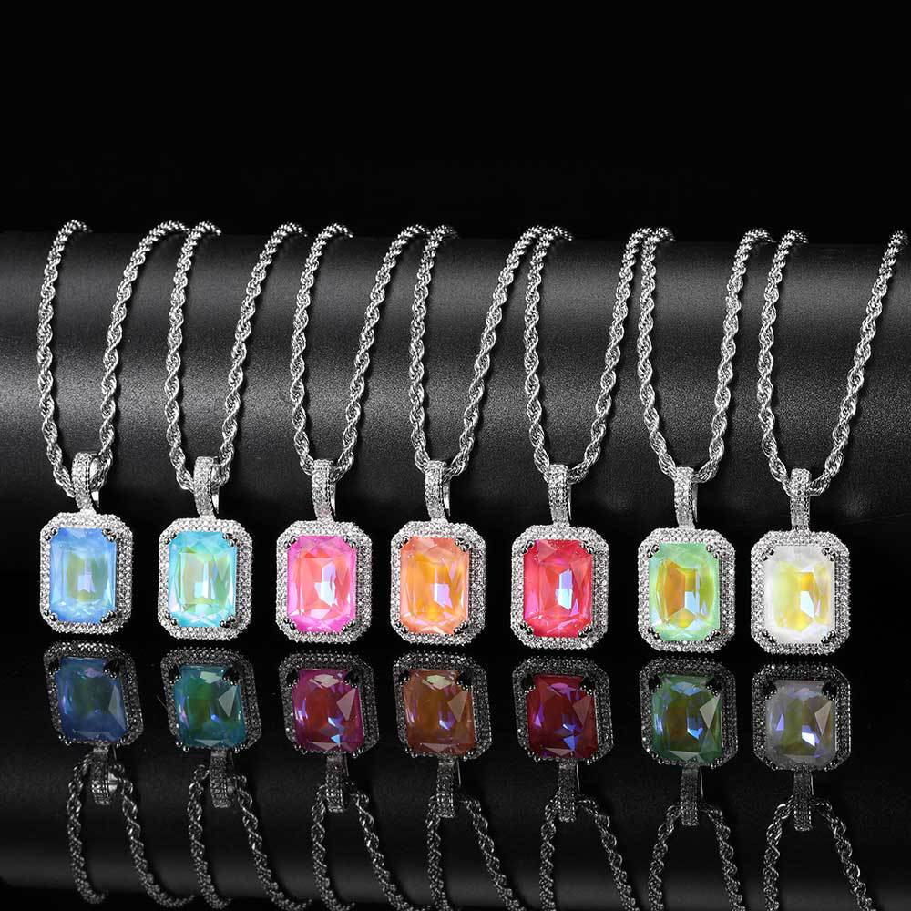 Hip-hop Square Copper Inlay Zircon Pendant Necklace display picture 2