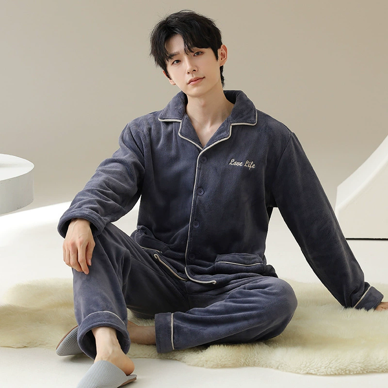 Мужской демисезонный коралловый велюр pijama, теплый фланелевый зимний набор для отдыха