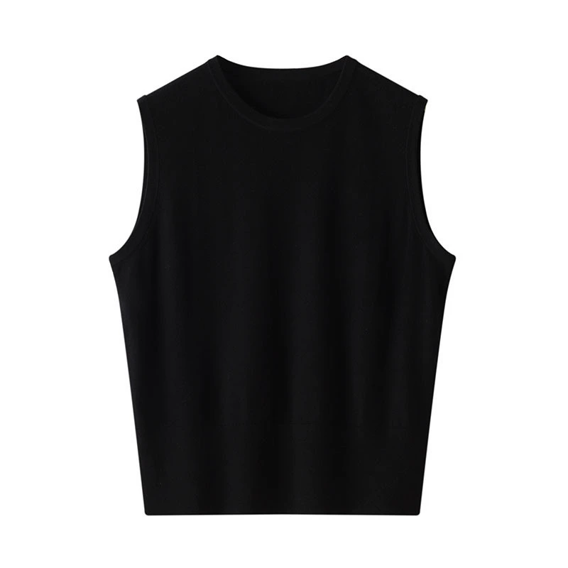 Summer woolen vest, sweater sleevless, round collar, strap bra, oversize