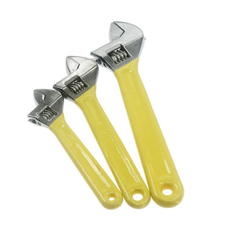 利鹰厂家直销8--24寸开口活动扳手全抛镀铬单沾黄色扳手