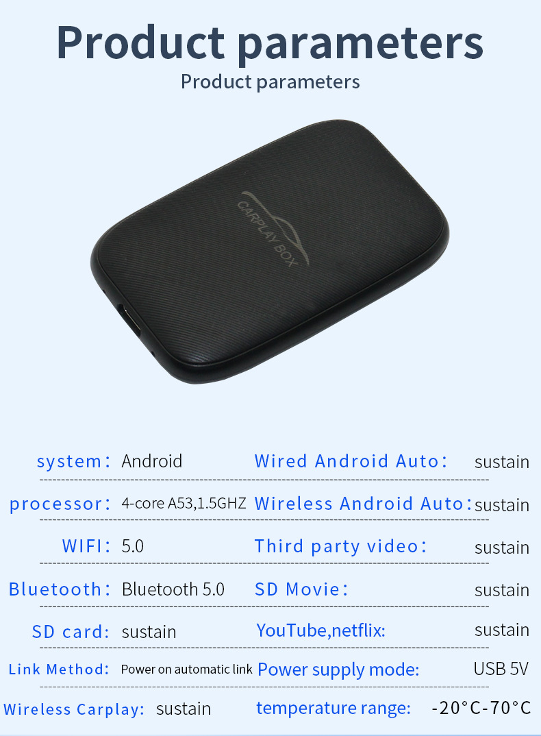 Cross-Border Wireless Carplay to Android Auto Video Box Wired to Wireless Carplay Adapter