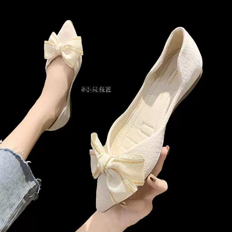 Женские балетки весна-осень 2025, новые корейские стильные универсальные модные туфли с острым носком и неглубоким вырезом, туфли-бини, обувь для беременных