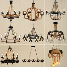 美式复古麻绳吊灯创意酒店大堂民宿餐厅灯个性工业风饭店包厢灯具