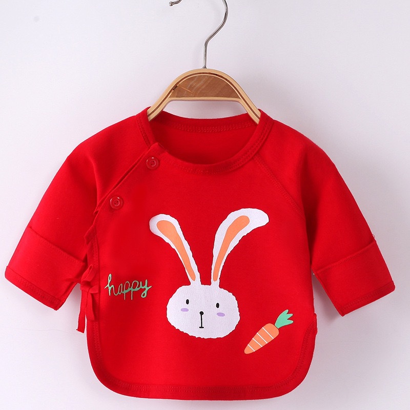 Newborn Half Back Shirt Four Seasons Pure Cotton Monk Top Rabbit Baby Postpartum Full Moon Red Baby Innerwear