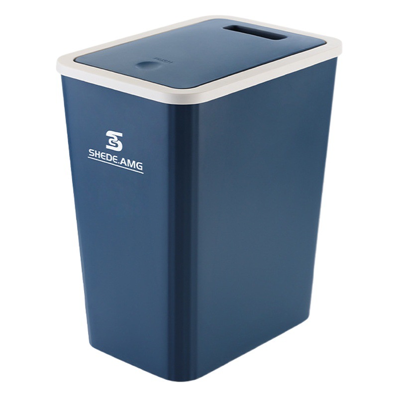 Bote de Basura de Plástico de Gran Capacidad, con Tapa para Hogar, Cocina, Baño e Inodoro