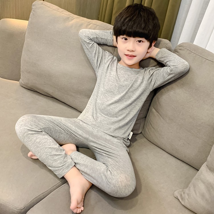 Boys' Modal Long-Sleeved Pajamas Set 2026 New Spring & Fall Clothing Boys' Home Clothes Comfortable and Soft Two-Piece Set