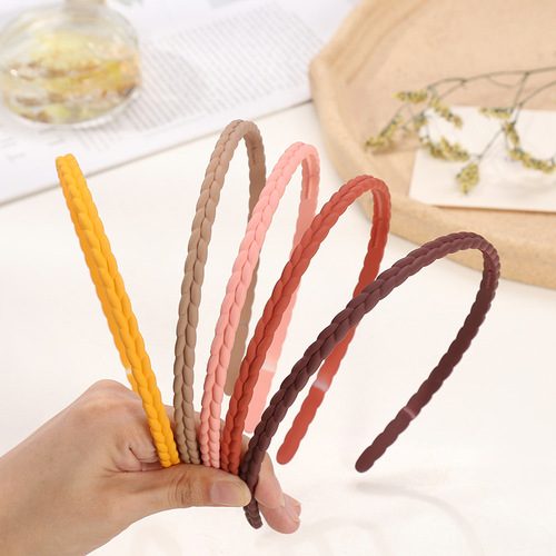 Japanese and Korean frosted narrow-edged braided braided headbands, simple and stylish women's hairbands, hair accessories