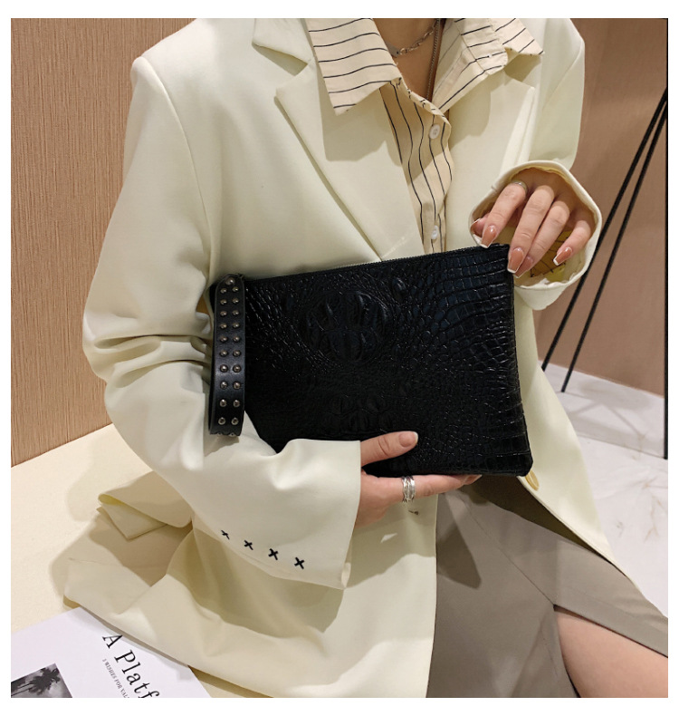 315g Weight Nylon Lining Material Zipper Closure Type Single Shoulder Strap Strap Type Clutch Bag Bags Type Business Occasion Pu Leather Material Solid Color Pattern All Seasons Season Women's Gender Business Style Medium Size Women's Medium Pu Leather Solid Color Business Zipper Clutch Bag 22