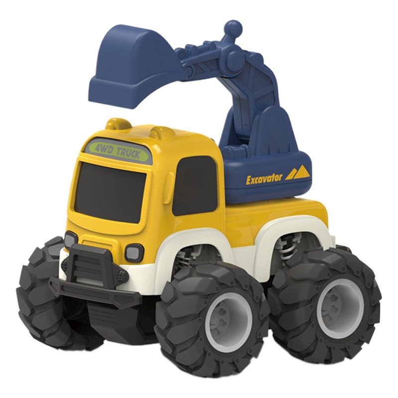 Vehículo de ingeniería todoterreno con tracción en las cuatro ruedas para niños excavadora niño inercia mini coche de juguete educativo coche generación TikTok