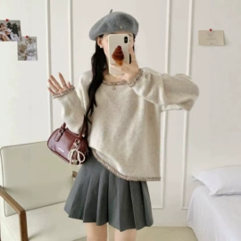 女式针织衫;毛衣;半身裙