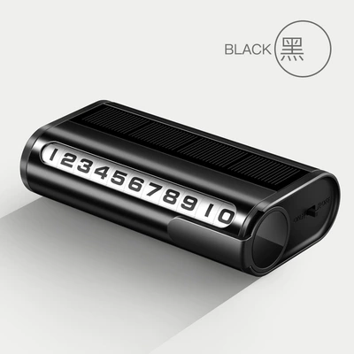 Solar Parking Plate Luminous Metal Car Transfer Card Car Temporary Mobile Phone Number Plate in Car (Nömrəli dayanma kartı) - solar-luminous-parking-sign-black