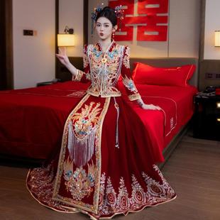 V-Neck Velvet Xiuhe Suit 2024 New Bridal Wedding Chinese Dress New Wedding Dress Toast Dress for Going Out