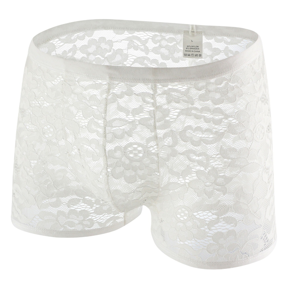 Ropa interior transparente de los hombres de encaje sexy boxeador de malla boxeadores de moda