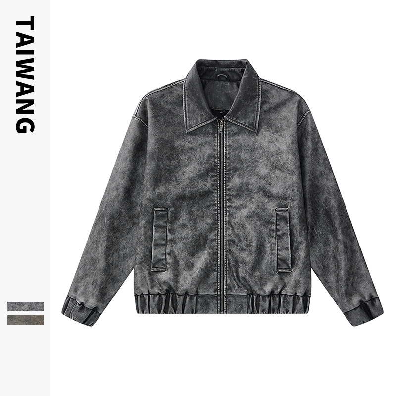 Men's Clothing Retro Lapel Leather Jacket Men's Loose Casual Coat_voghion.com