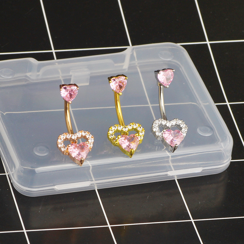 Stainless Steel Belly Button Ring with Wings Love Design - Gold Pink Flower Belly Nail System Body Piercing detail image 8