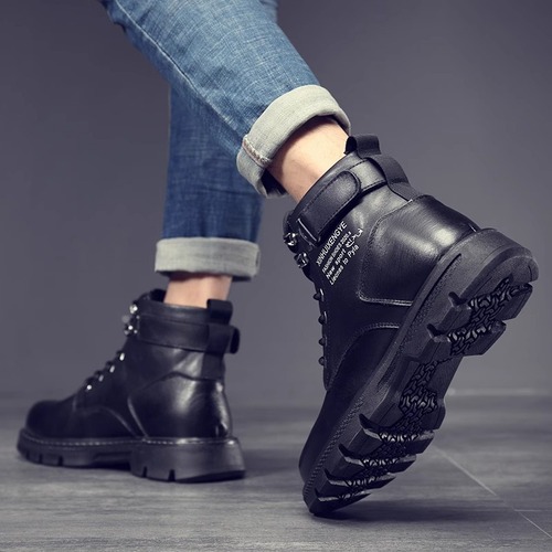 Martin boots men's high-top British style work boots outdoor trendy shoes mid-top leather boots men's autumn casual Martin shoes