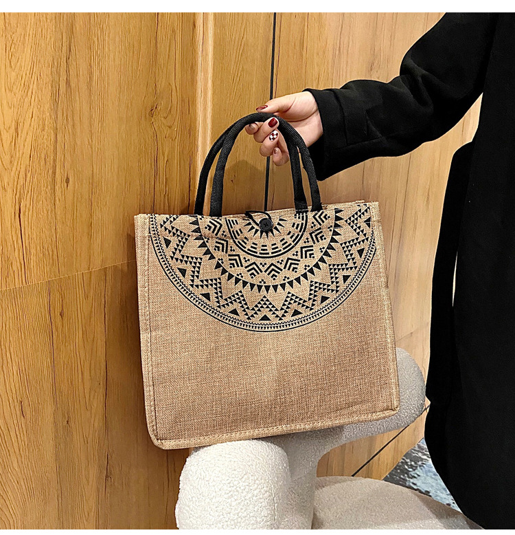 Foreign trade women's bag, cross-border linen handbag bag, 2021 Korean version composite jute cloth bag, fashionable single-shoulder shopping bag undefined